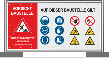 Bauzaunbanner Achtung Baustelle Baustellenbanner